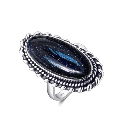 Sterling Silver 925 Big Stone 11*25Mm Natural Turquoise Ring for Women Retro Design Fine Jewelry Gifts Luxury Finger Ring