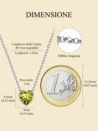 Silver Necklace 925 Sterling Silver Birthstone Love Heart Necklace Gifts for Women
