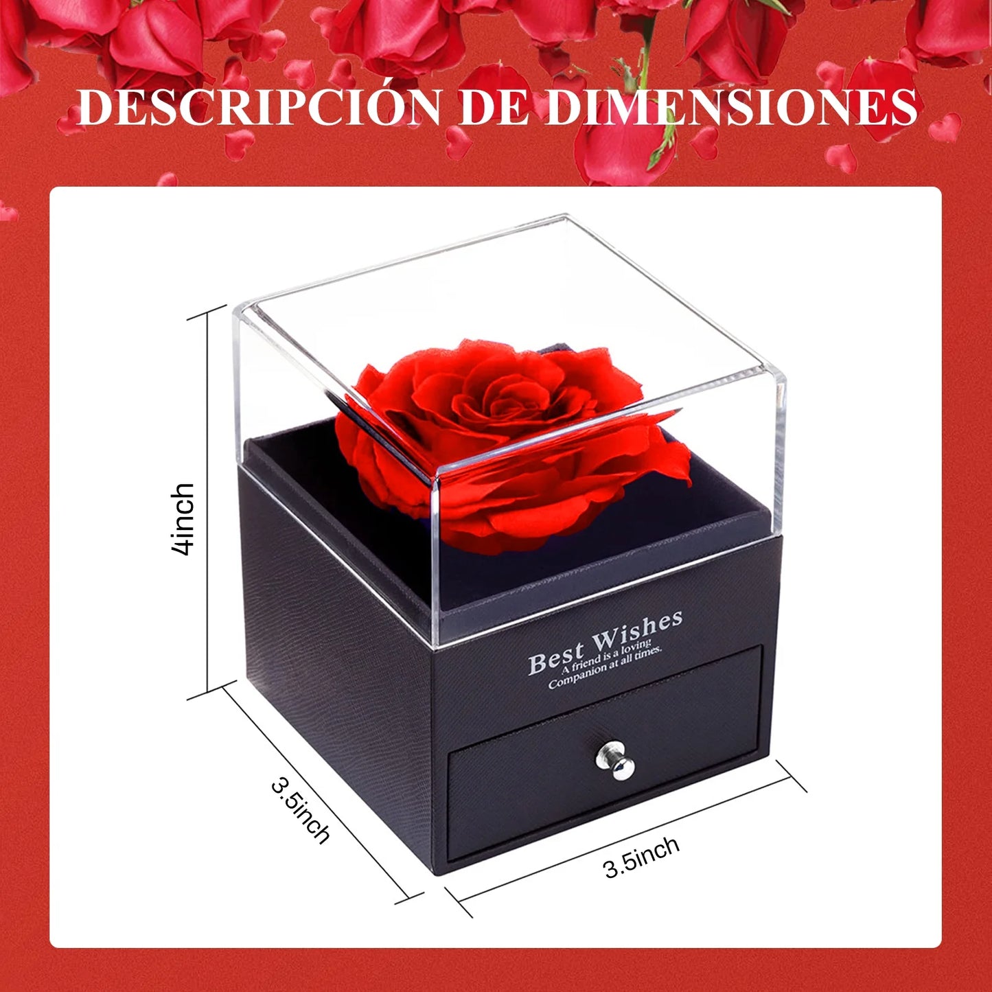 Rosa Roja Real Preservada Con Collar "I Love You" En 100 Idiomas - Regalos De Rosas Eternas Para Mamá Esposa Novia Ella En Navidad Día De San Valentín Día De Las Madres Aniversario Cumpleaños Regalos Para Mujer