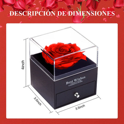 Rosa Roja Real Preservada Con Collar "I Love You" En 100 Idiomas - Regalos De Rosas Eternas Para Mamá Esposa Novia Ella En Navidad Día De San Valentín Día De Las Madres Aniversario Cumpleaños Regalos Para Mujer