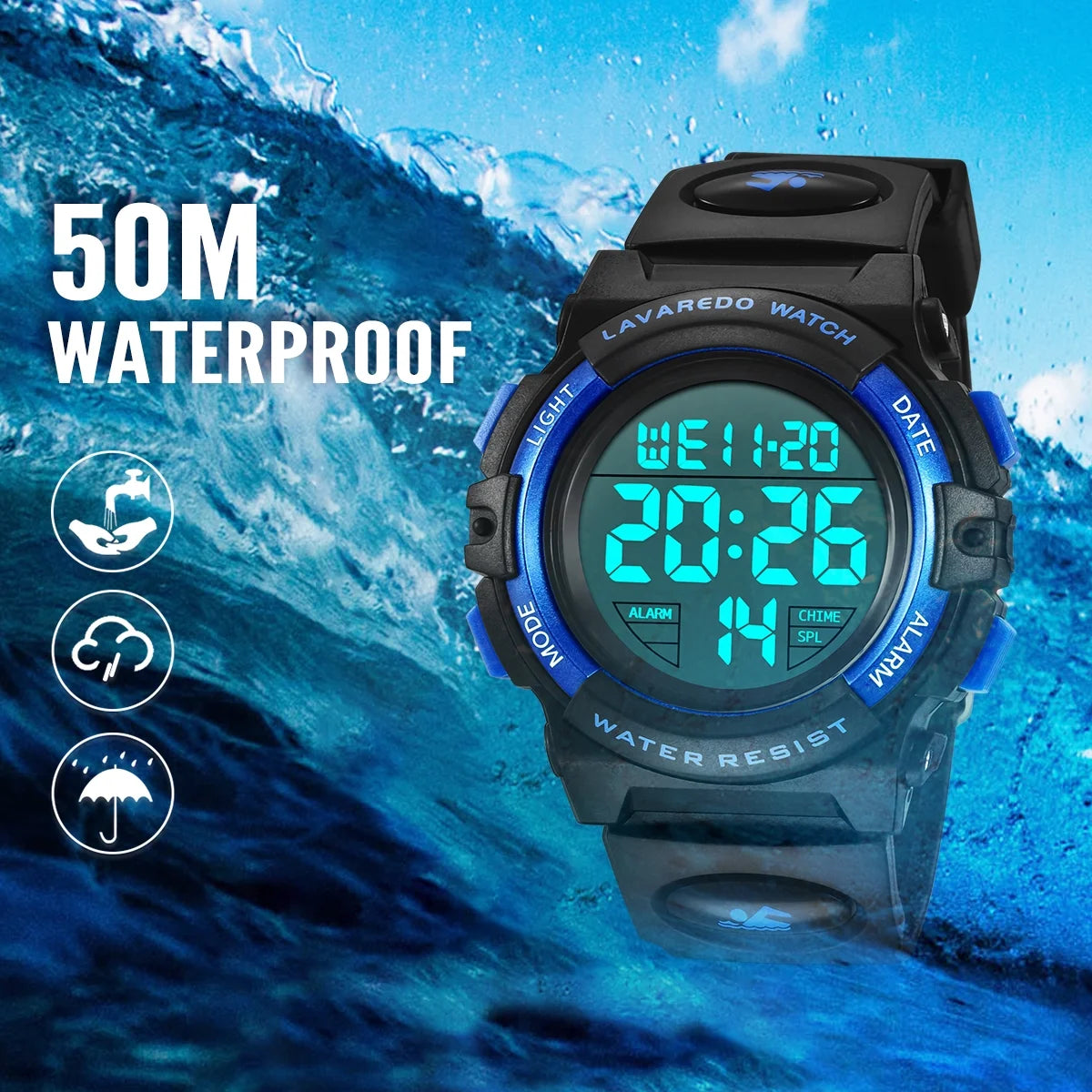 Digital Sports Watch for Age 4-15 Waterproof Watches with Alarm Stopwatch Wrist Watches for Age 4-15 Birthday Chriatmas Gift