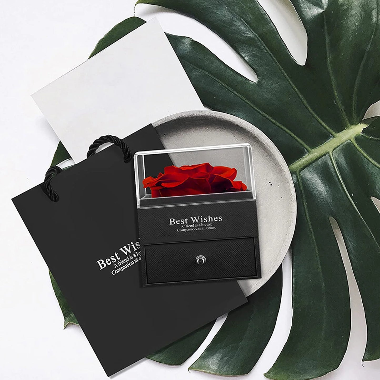Rosa Roja Real Preservada Con Collar "I Love You" En 100 Idiomas - Regalos De Rosas Eternas Para Mamá Esposa Novia Ella En Navidad Día De San Valentín Día De Las Madres Aniversario Cumpleaños Regalos Para Mujer