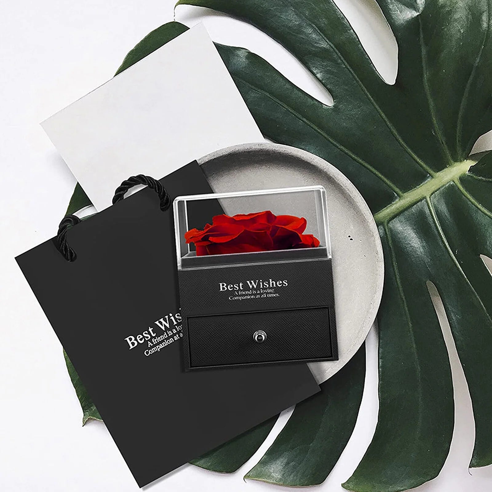 Rosa Roja Real Preservada Con Collar "I Love You" En 100 Idiomas - Regalos De Rosas Eternas Para Mamá Esposa Novia Ella En Navidad Día De San Valentín Día De Las Madres Aniversario Cumpleaños Regalos Para Mujer